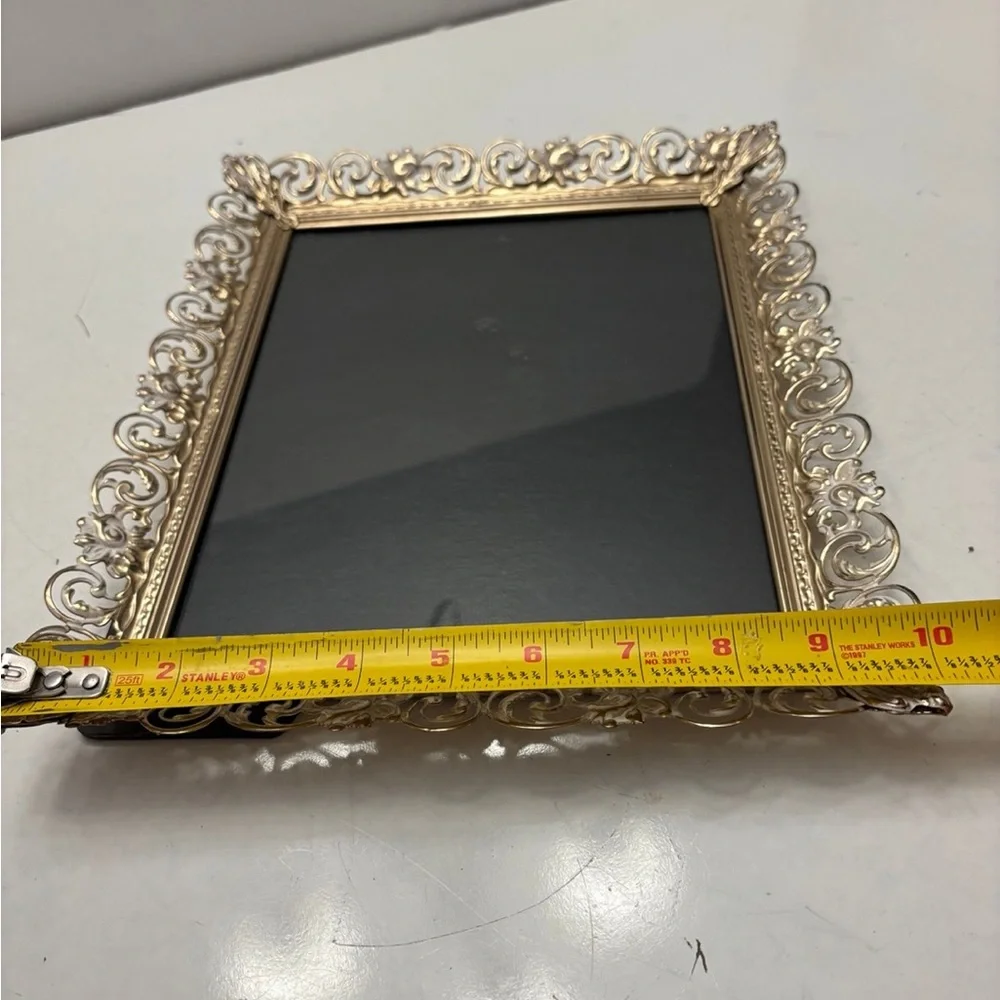 Gold tone 8x10 Hollywood Regency Metal Photo Frame Tabletop Wall